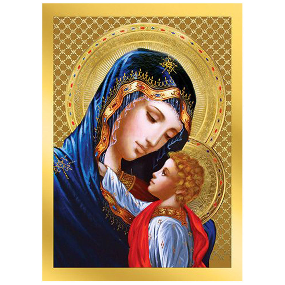 Personalized Madonna & Child Gold Foil Christmas Mass Cards - 50ct.
