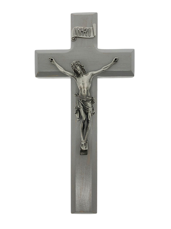 10 inch Grey Crucifix with Pewter Corpus