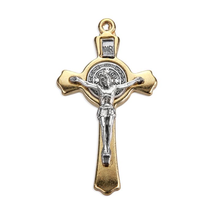 3-1/2 inch Goldtone St. Benedict Crucifix