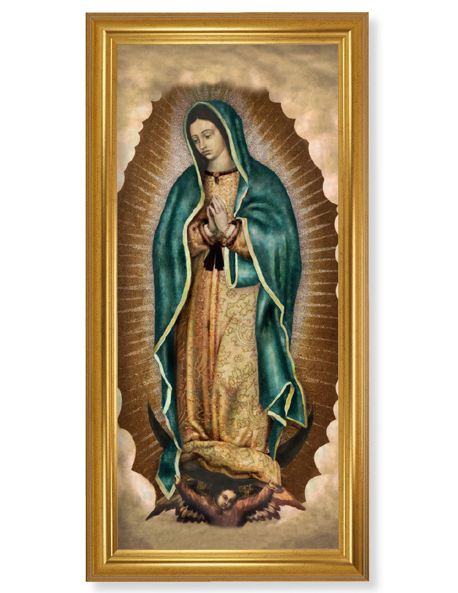 Traditional Our Lady of Guadalupe in Wood Frame 16x30