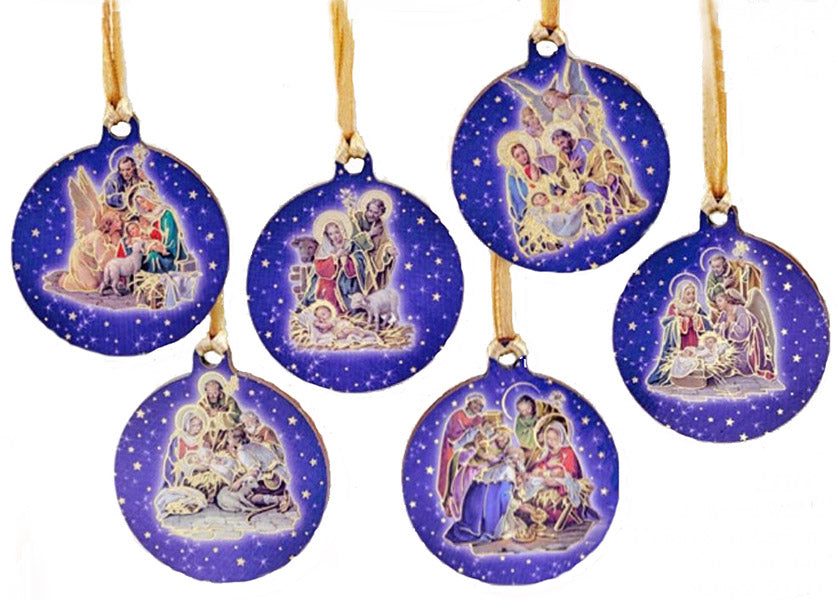 Blue Wood Nativity Ornaments 251067
