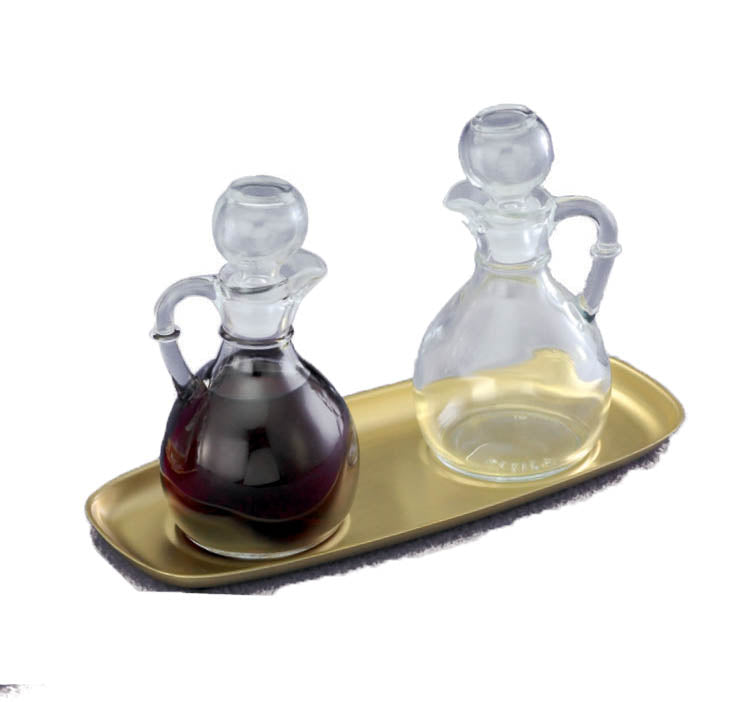 Glass Cruet Set with Brass Tray T87B