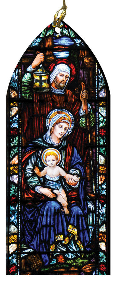 Holy Family Stained Glass 6 inch Wood Ornament