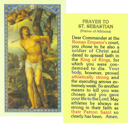 Saint Sebastian Prayer Card - Patron of Athletes