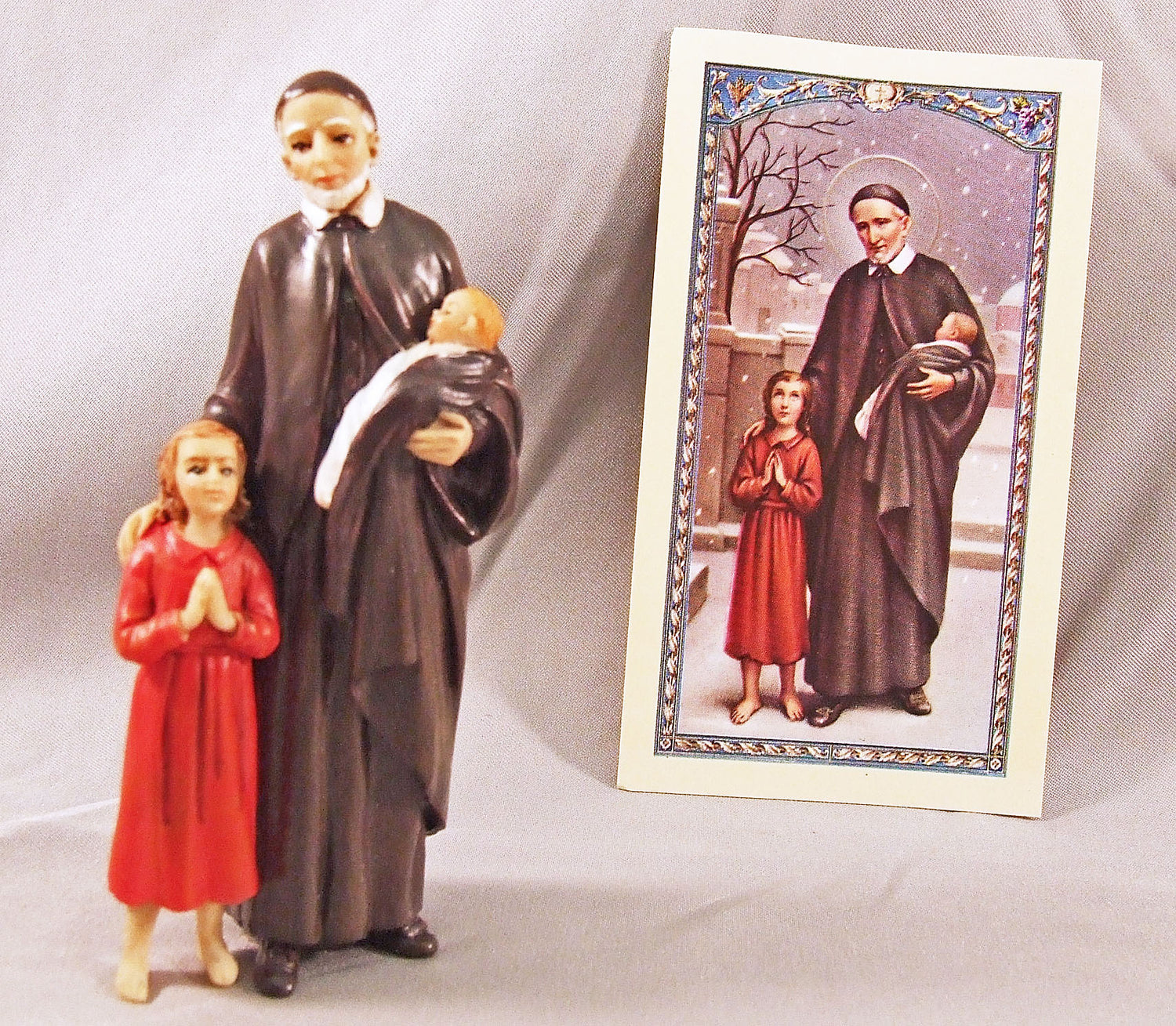 St Vincent De Paul 3.5 inch boxed figure and holy card