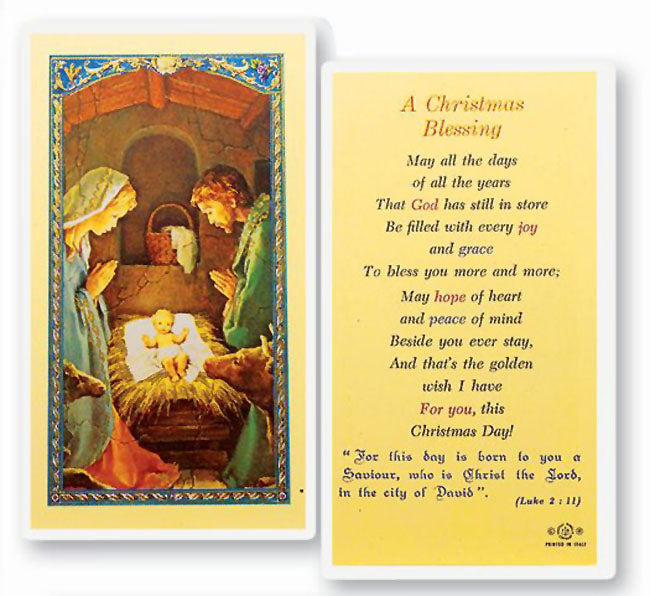 Holy Family Nativity Holy Card with Christmas Blessing