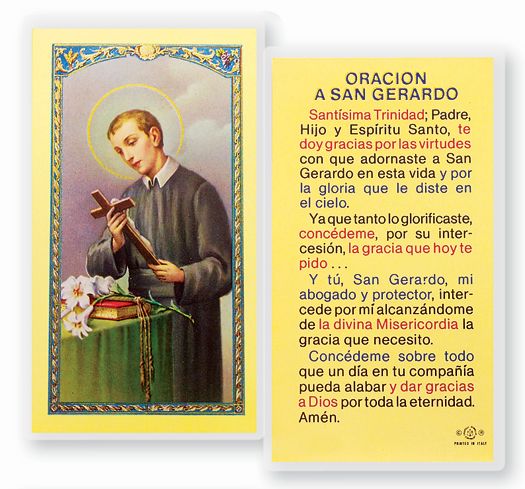 Oracion a San Gerardo Mayela Tarjeta sagrada