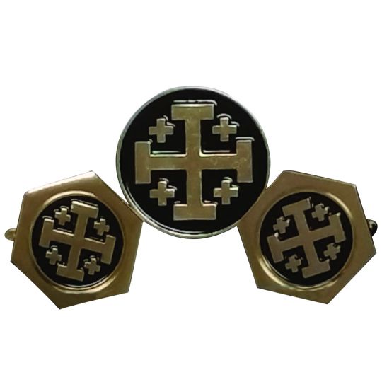 Jerusalem Cross Cufflinks with Pin