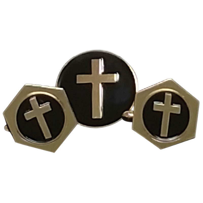 Latin Cross Black Cufflinks with Pin