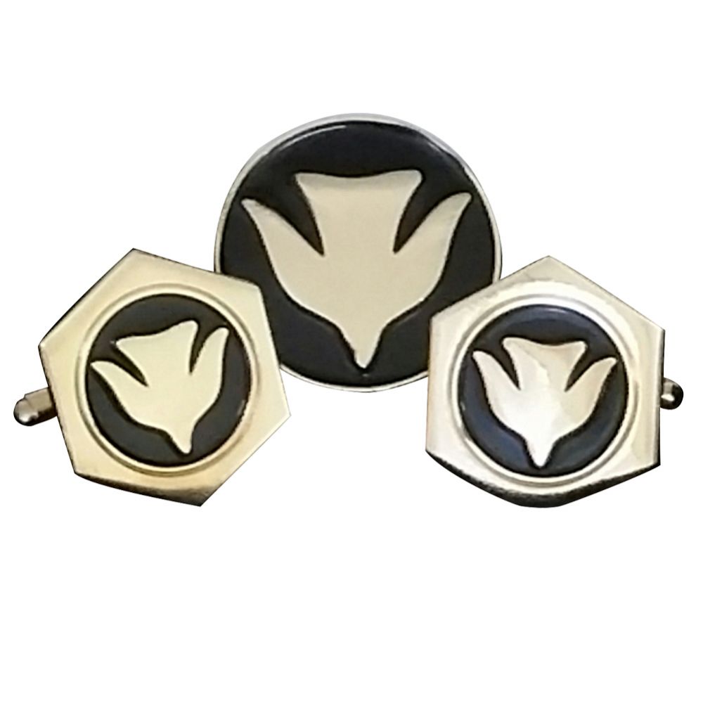 Descending Dove Black Cufflinks with Pin
