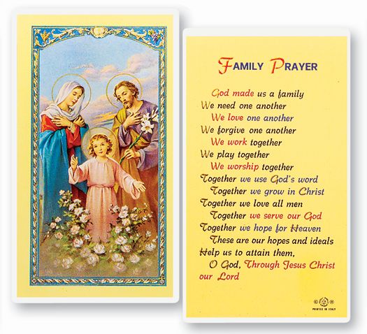God Made Us a Family Holy Card