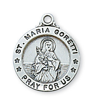 Small Sterling SIlver St Maria Goretti Medal on Chain L700MG