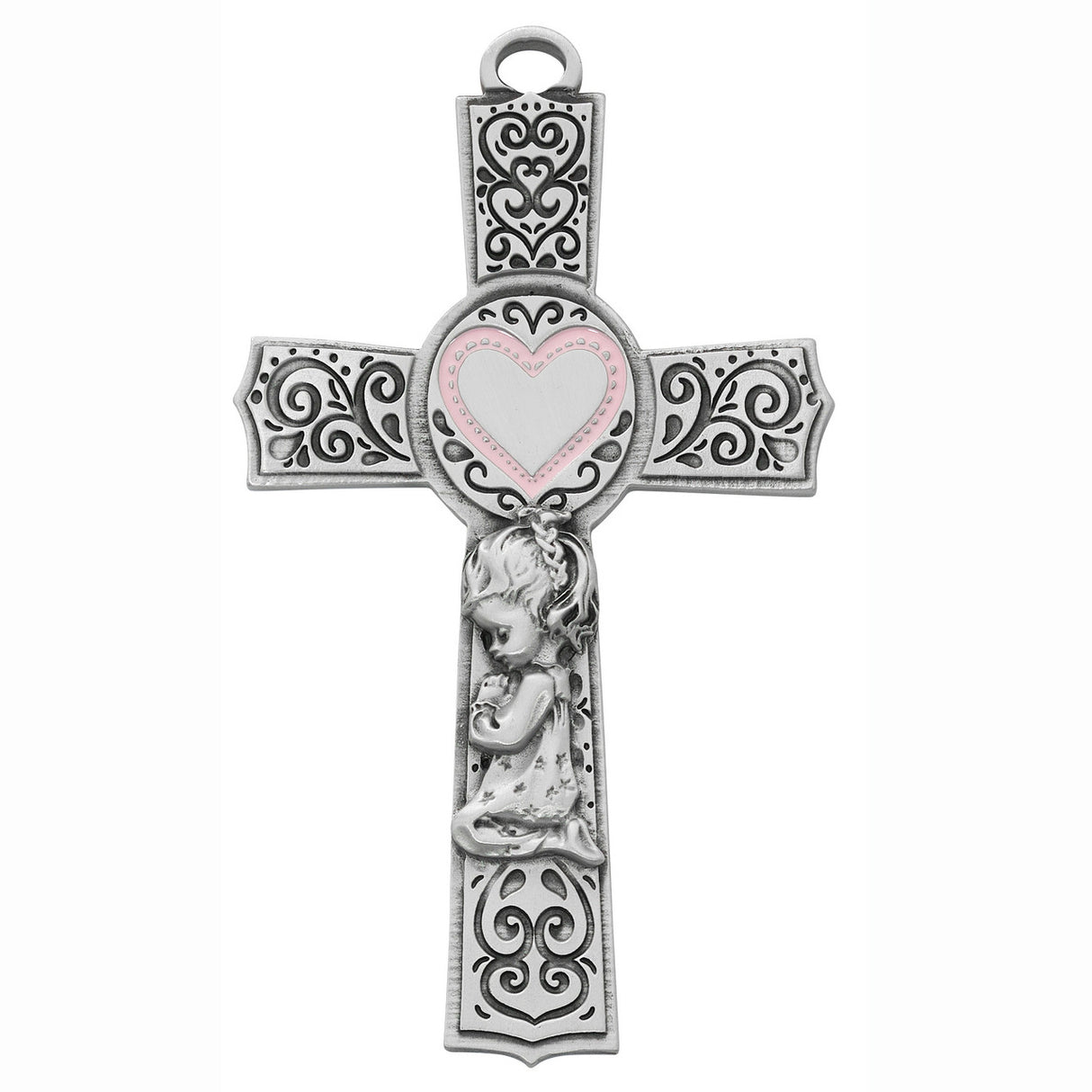 Filigree Pewter Baby Girl Wall Cross