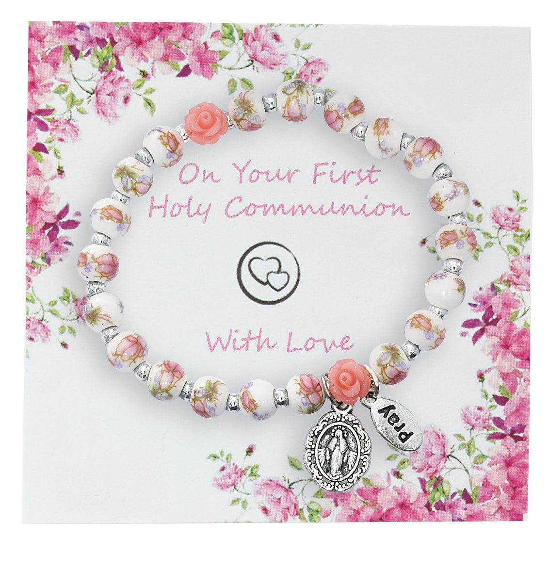 Ceramic Floral Communion Bracelet BR141