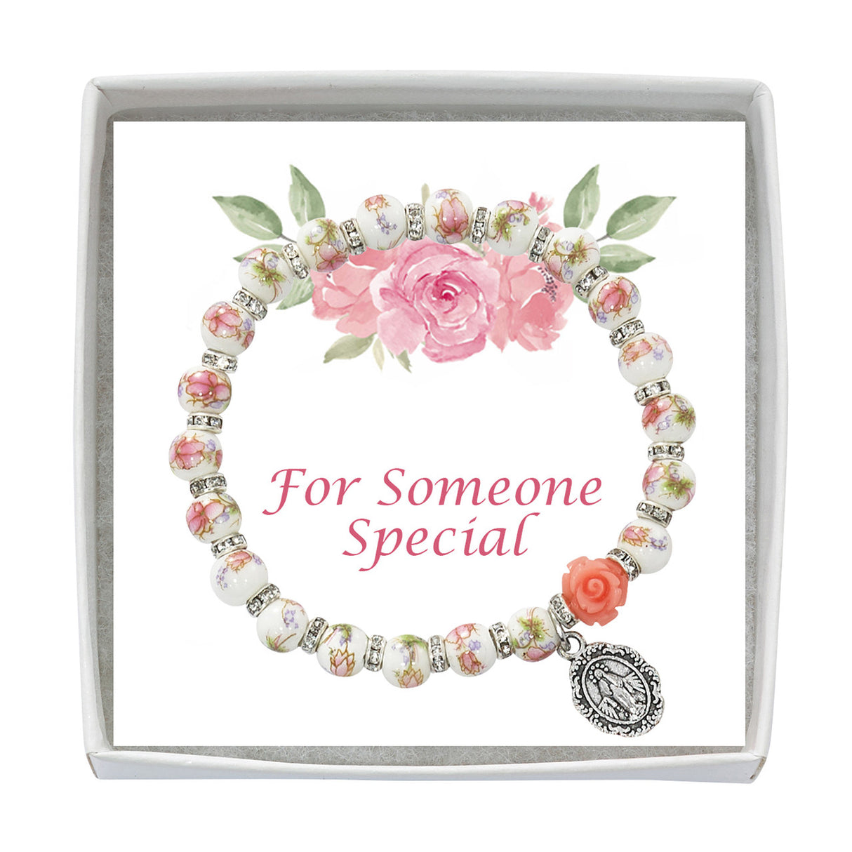 Ceramic Floral Communion Bracelet BR141