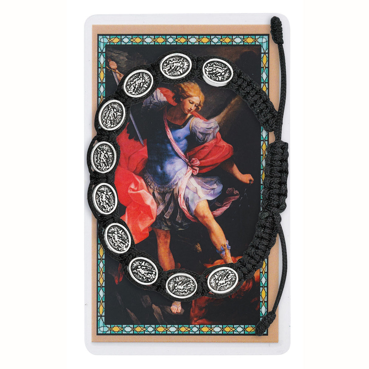 St Michael Black Cord Bracelet PSD771