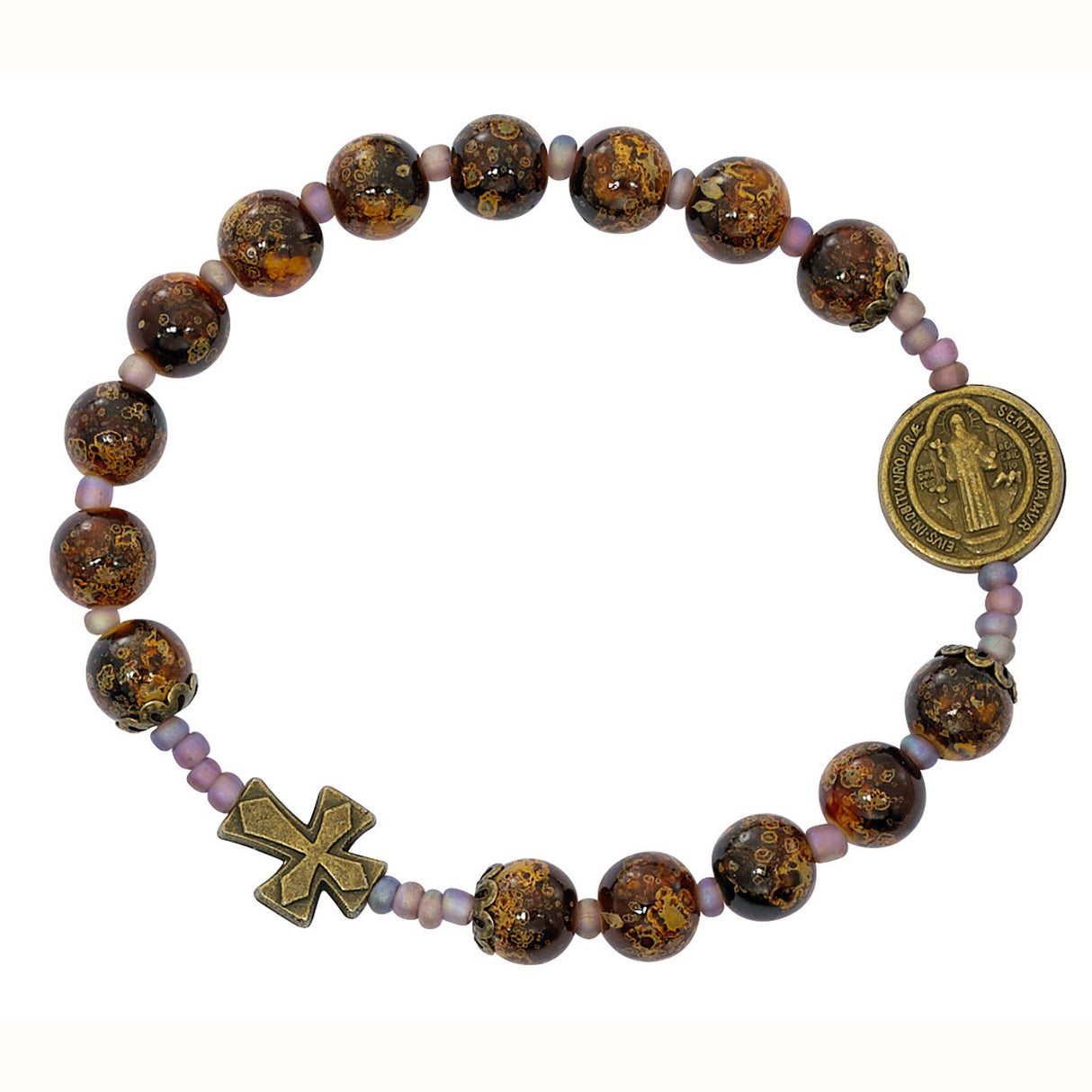 Painted Bead St Benedict Stretch Bracelet BR965C