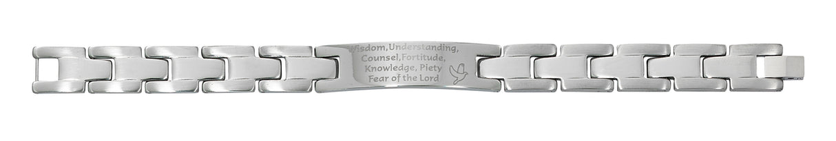Stainless Steel Men's Bracelet with 7 Gifts of the Spirit