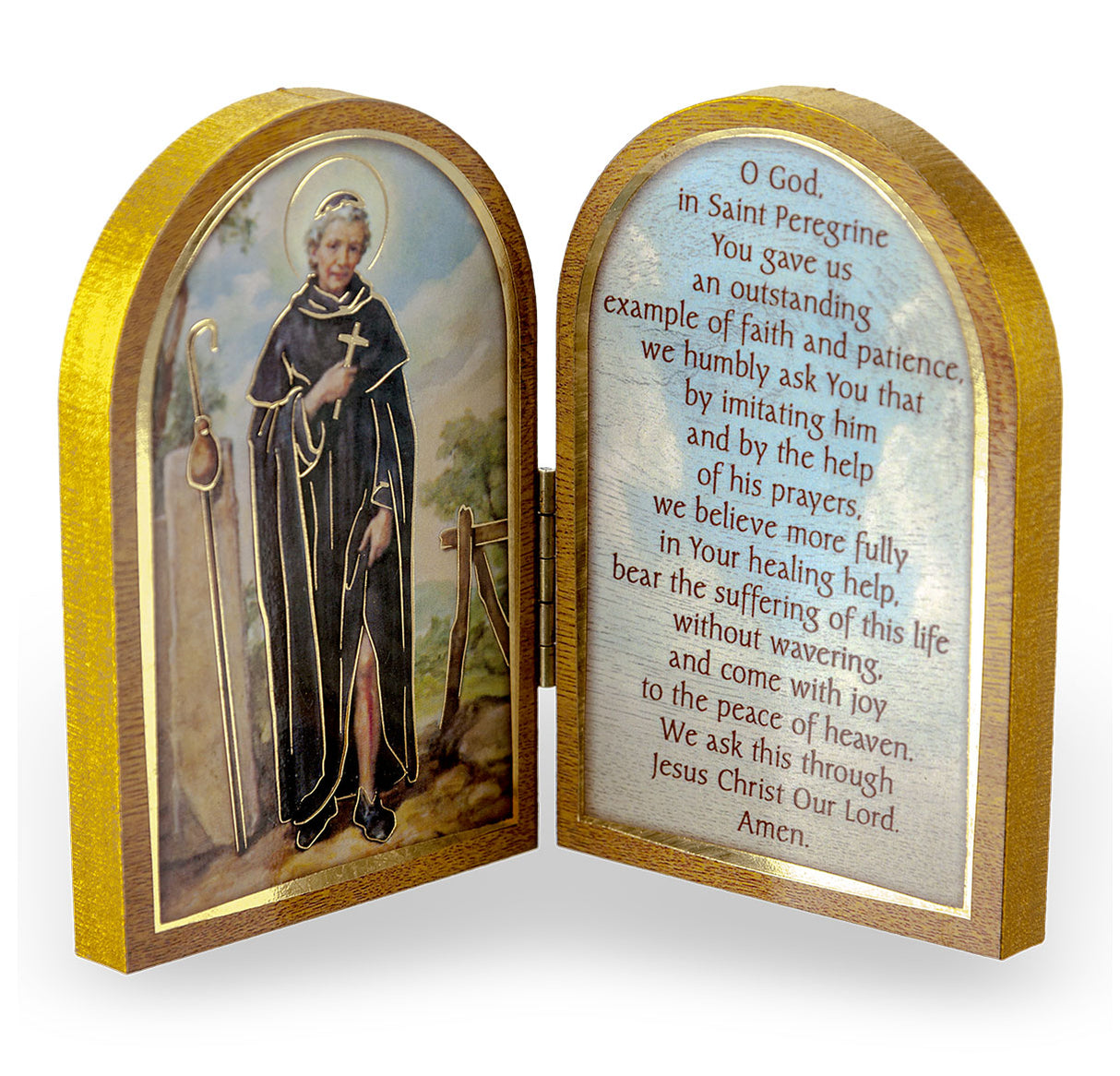 Saint Peregrine 3.5 x 4.75 inch Diptych