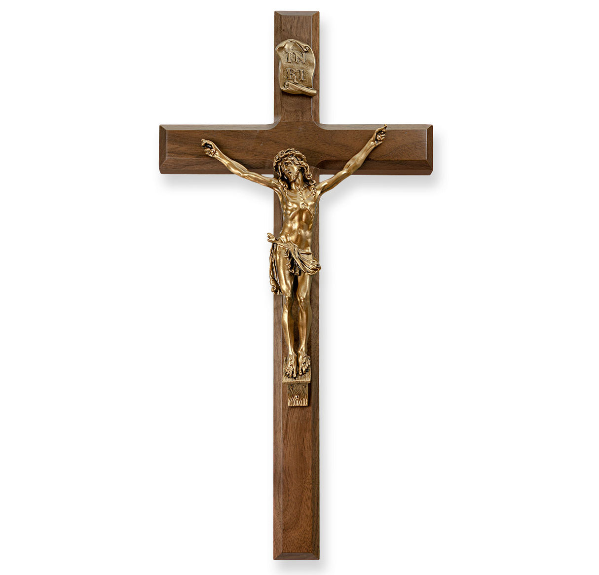 15 inch Agony Christ Walnut Crucifix