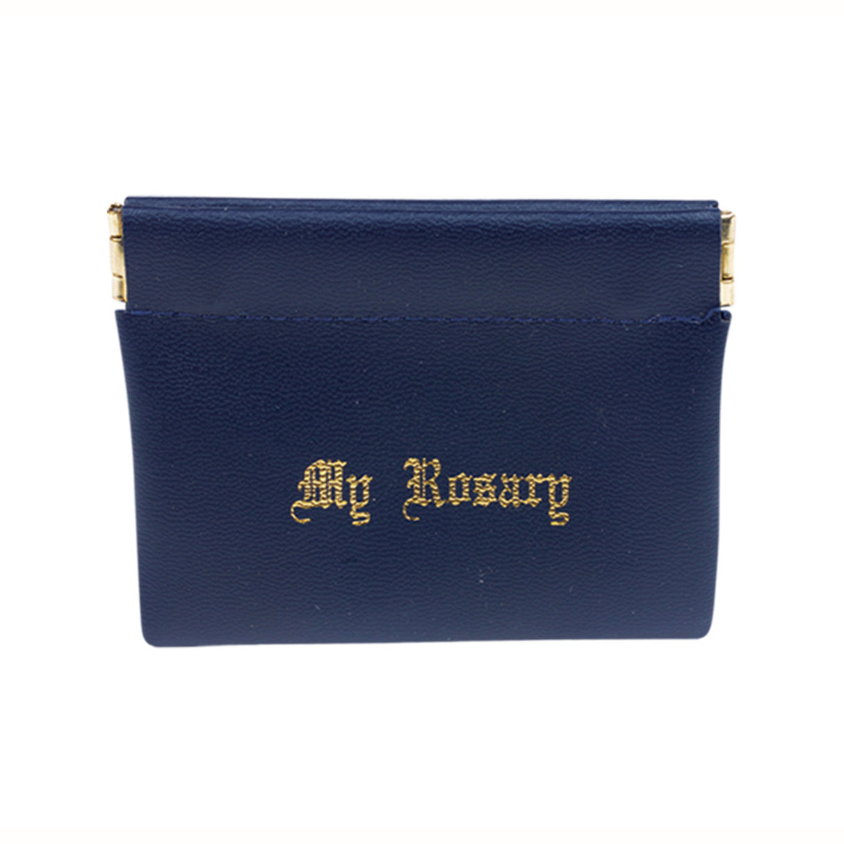 Blue Vinyl Leatherette Squeeze Rosary Case