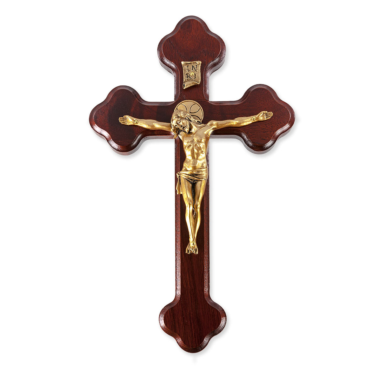 10 inch Antique Gold Latin Cherry Wall Crucifix
