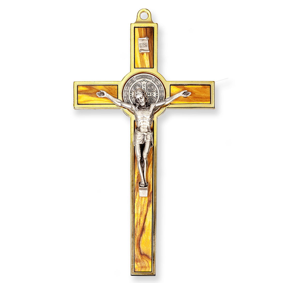 7 inch Wood Inset St. Benedict Crucifix