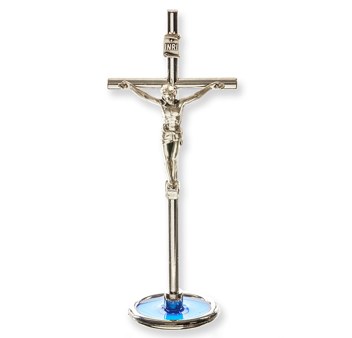 4in Standing Silvertone Metal Crucifix