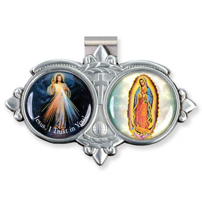Color Divine Mercy & Our Lady of Guadalupe Visor Clip