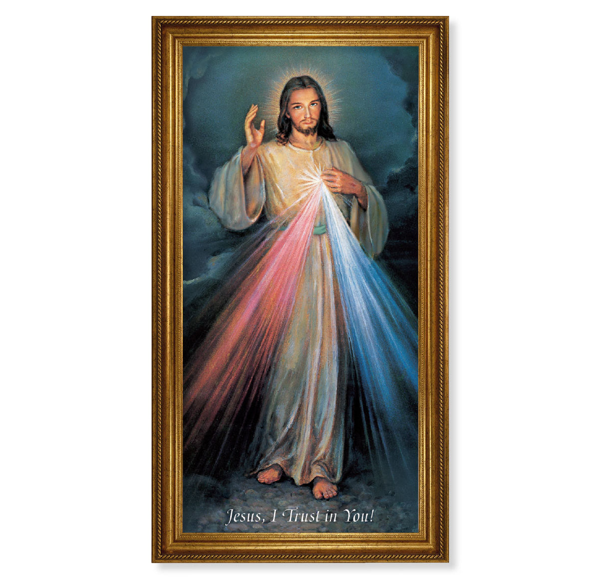 24x44 Divine Mercy Textured Gold Framed Print