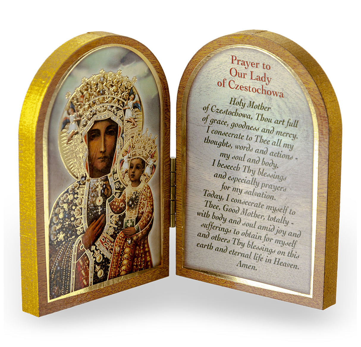 Our Lady of Czestochowa Small Diptych with Prayer