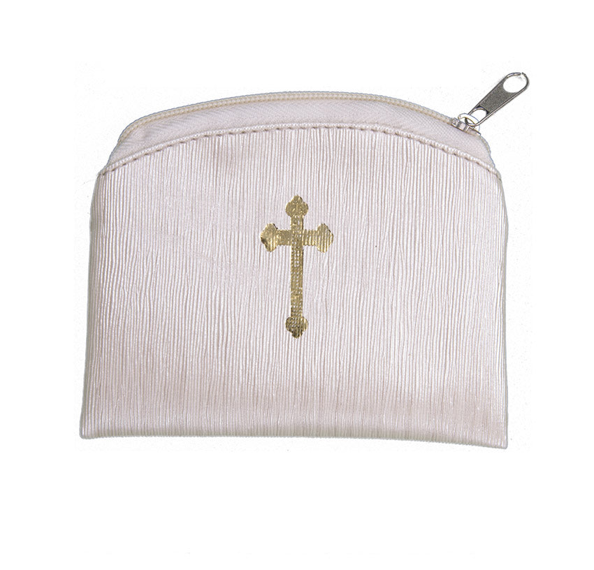 Beige "Raw Silk Look" Rosary Case