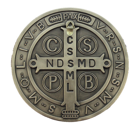 Bronze Finish Wall St Benedict Medal - 7 inches