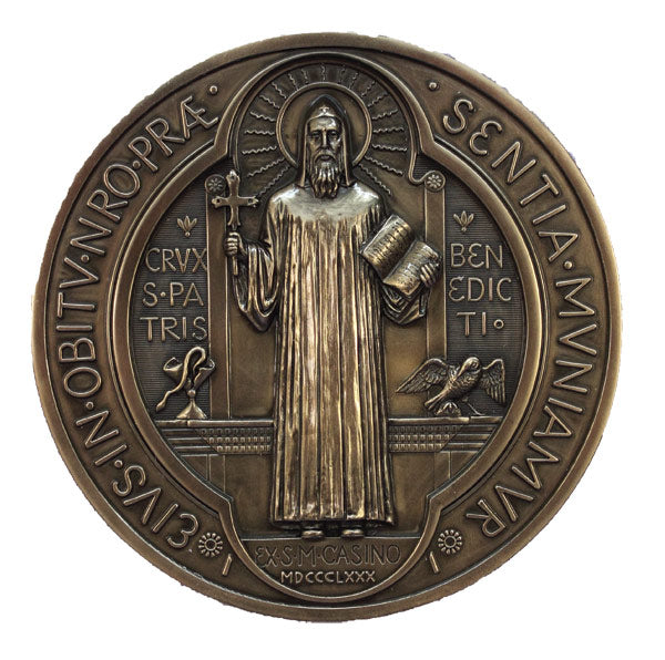Bronze Finish Wall St Benedict Medal - 7 inches
