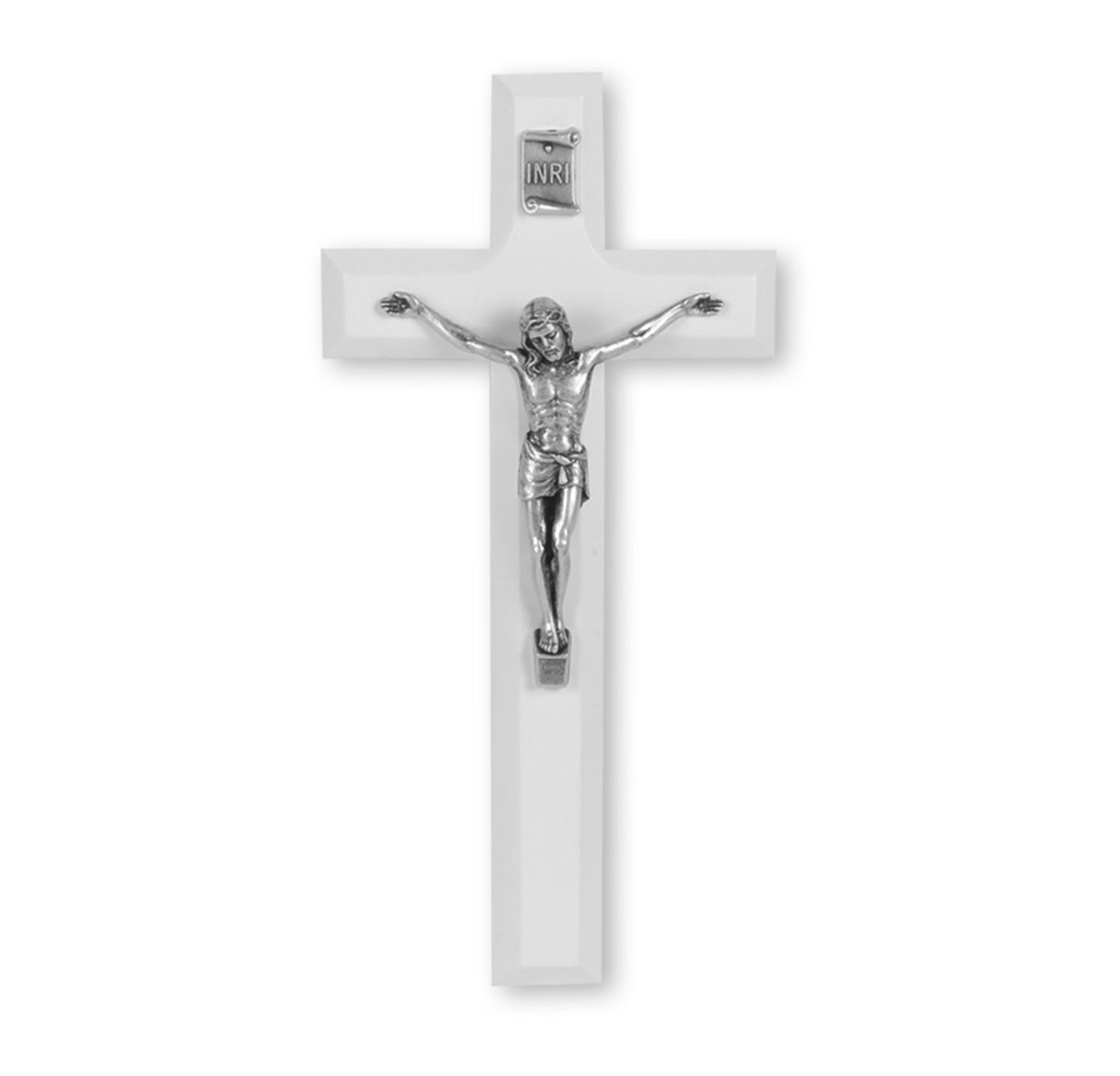 Small White Wood Crucifix 7 inch