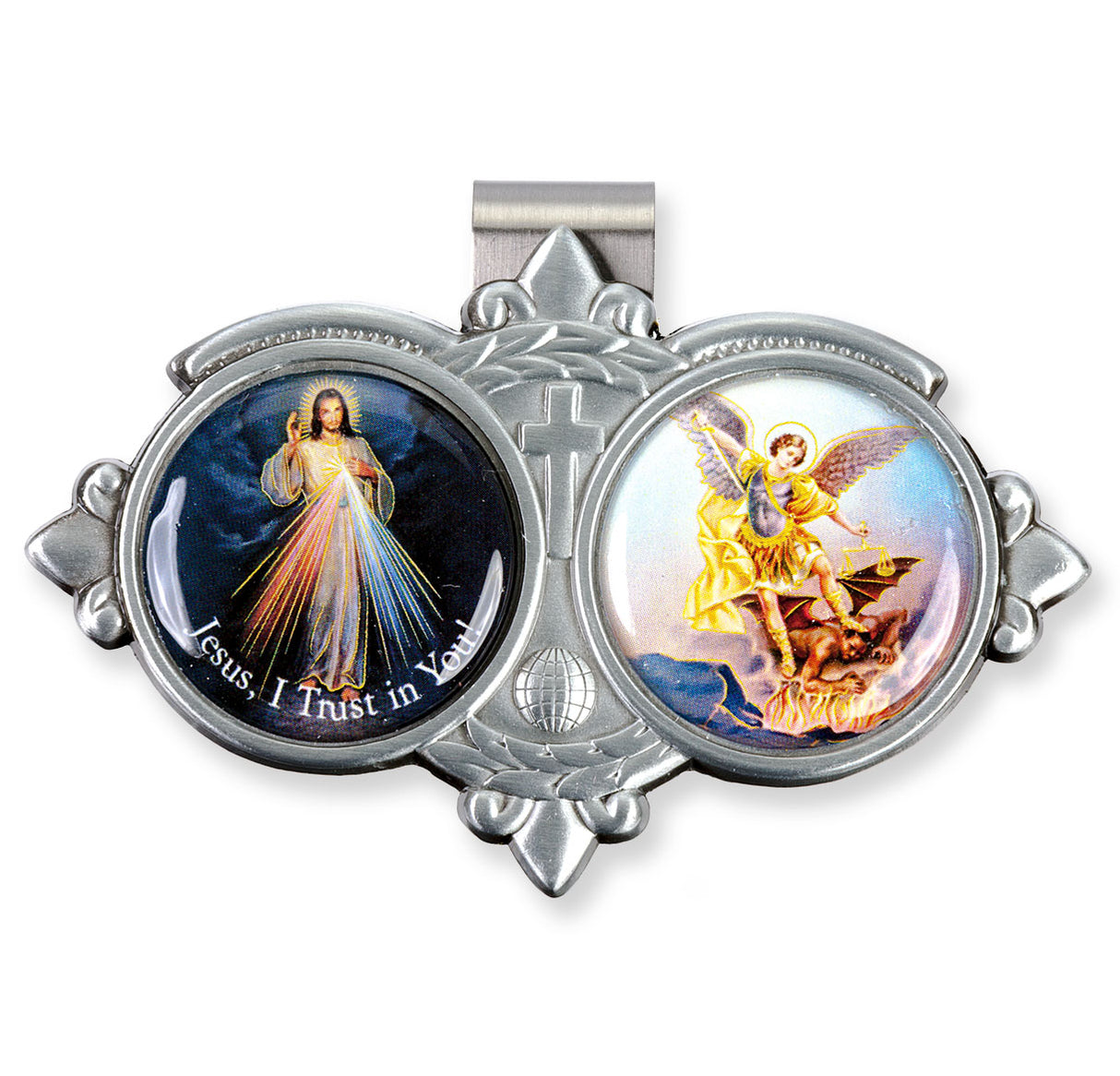 Color Divine Mercy & St Michael Visor Clip