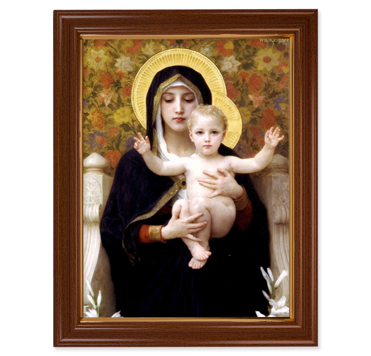 Madonna of the Lilies in Walnut Frame 12x16 print