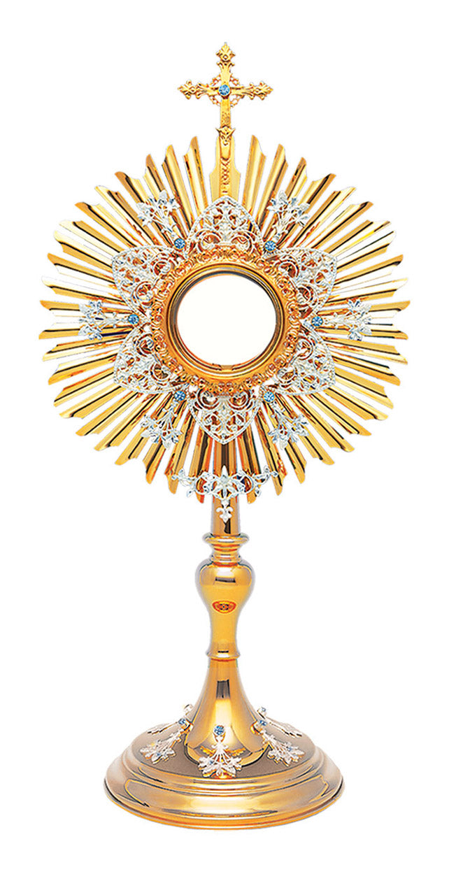 Marian Roman Monstrance with Blue Stones - 10-411