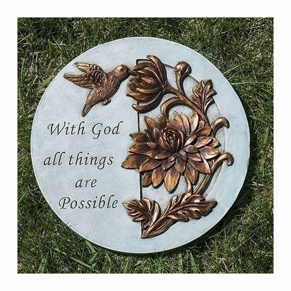 With God All Things Hummingbird Stepping Stone