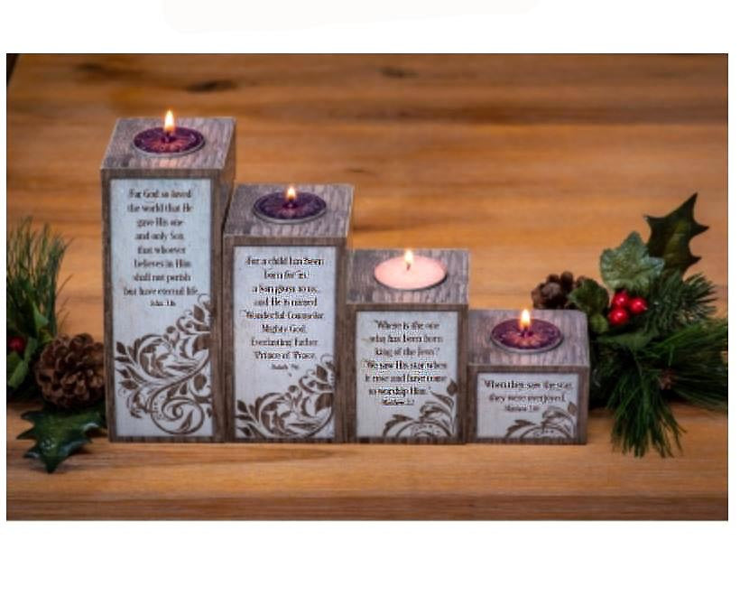Love-Hope-Peace-Joy Pillar Advent Holder for Tealights