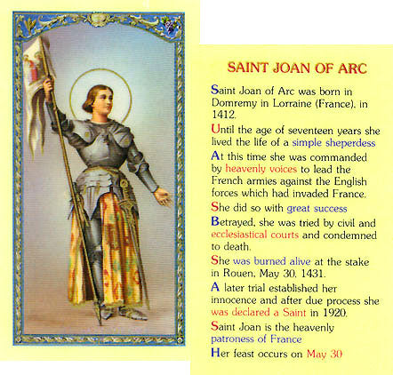 Saint Joan of Arc Holy Card - E24-967