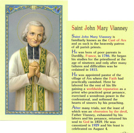 Saint John Marie Vianney Prayer Card - no. E24-472