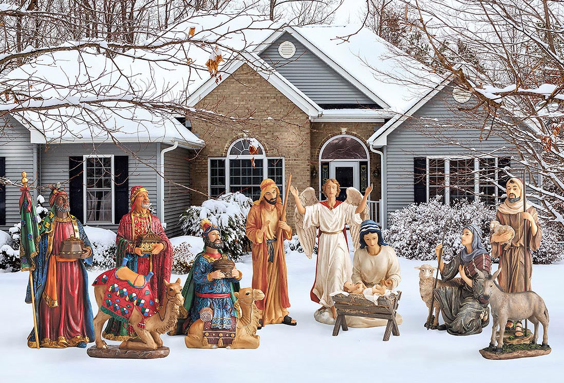 Three Kings 12pc Outdoor Metal Nativity Set