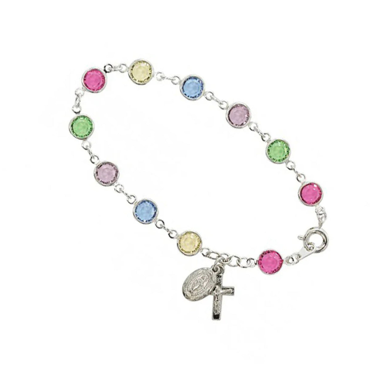 Multi-Color Crystal Disk Rosary Bracelet
