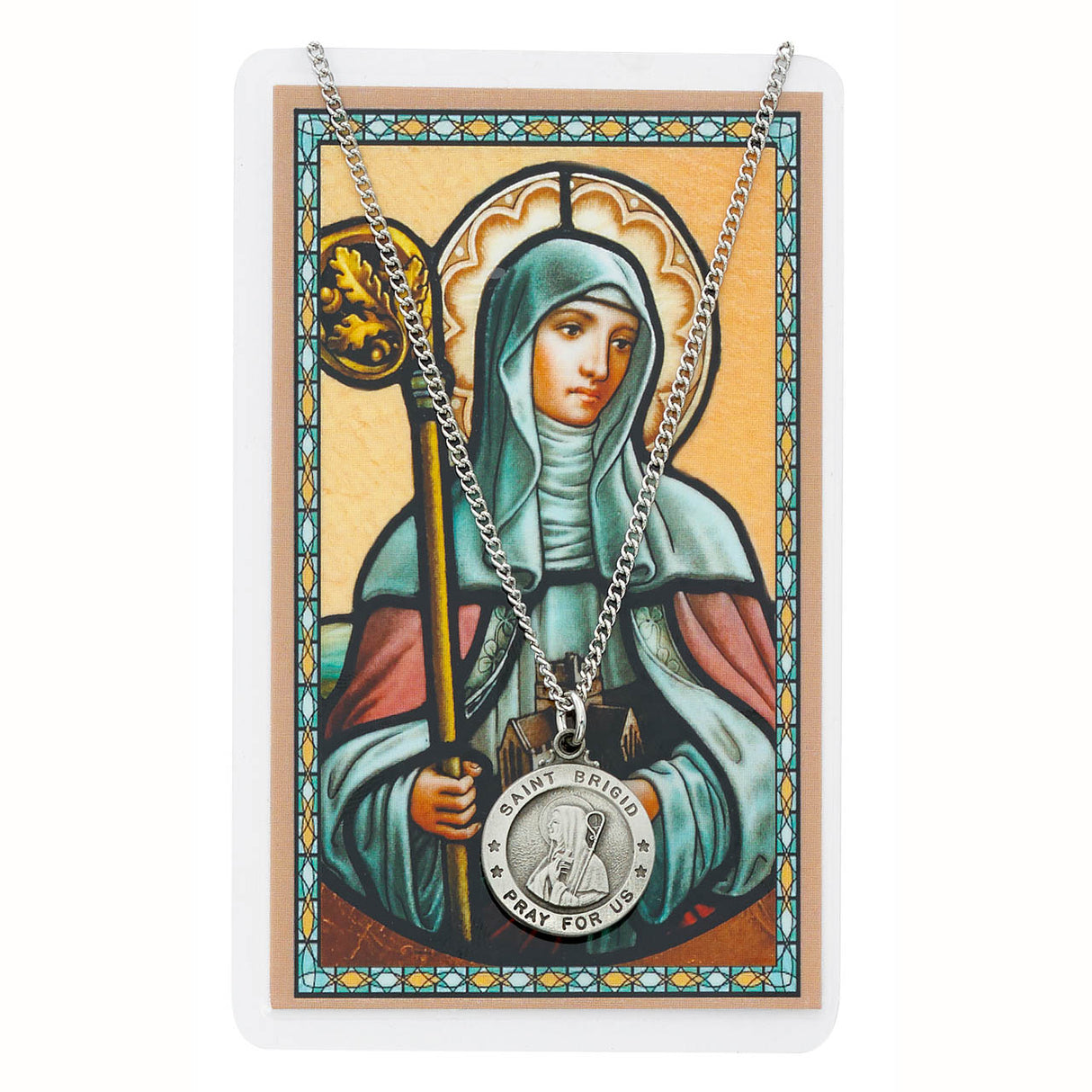 St Brigid Pewter Medal and Prayer Card Set