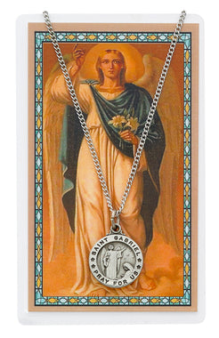 St Gabriel the Archangel Pewter Medal & Prayer Card Set