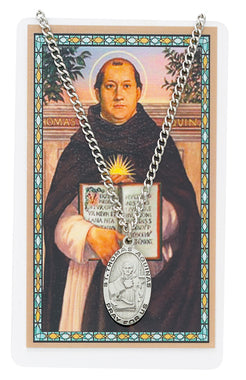 Saint Thomas Aquinas Prayer Card & Pewter Medal Set