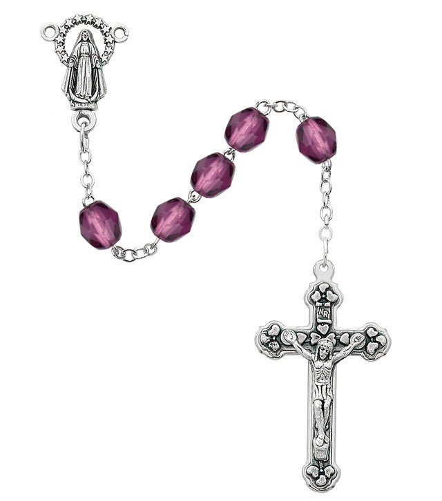 February Dark Amethyst Fire Polished Rosary