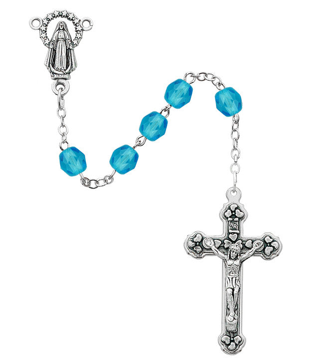 March Aqua Fire Polished Rosary