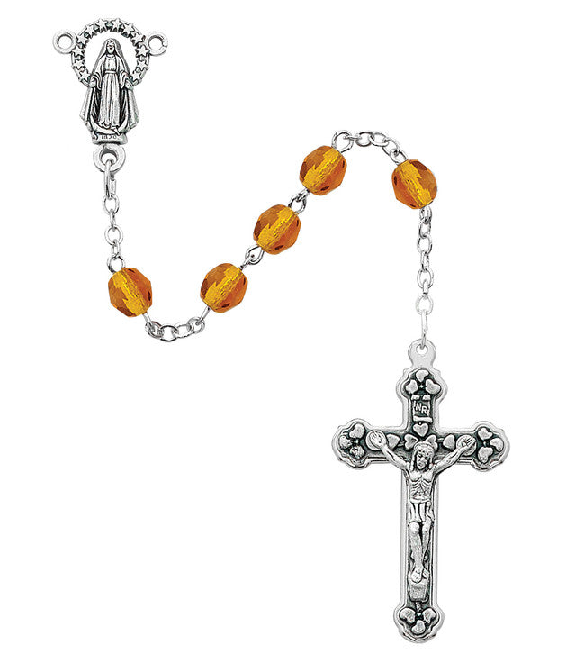 November Topaz Fire Polished Rosary